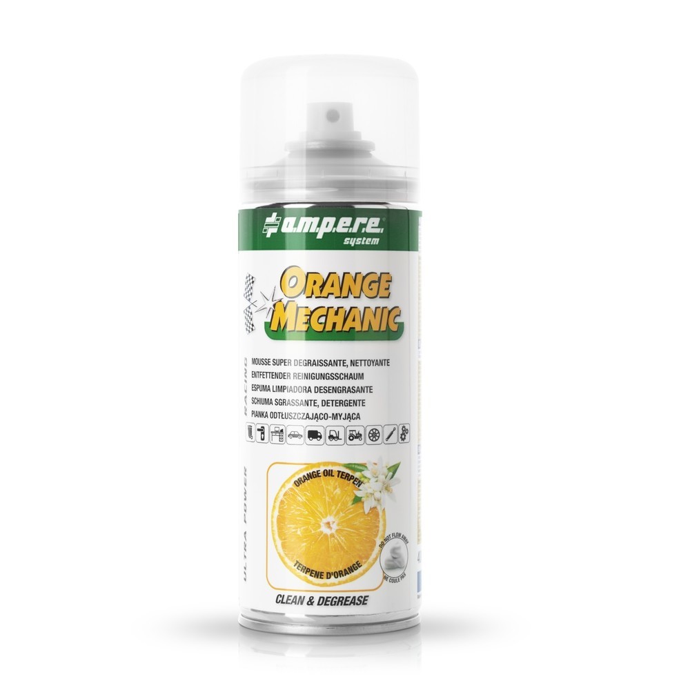 Imagen del producto: A.M.P.E.R.E. Espuma limpiadora mecánica naranja, desengrasante, 400 ml, 12 ud/caja