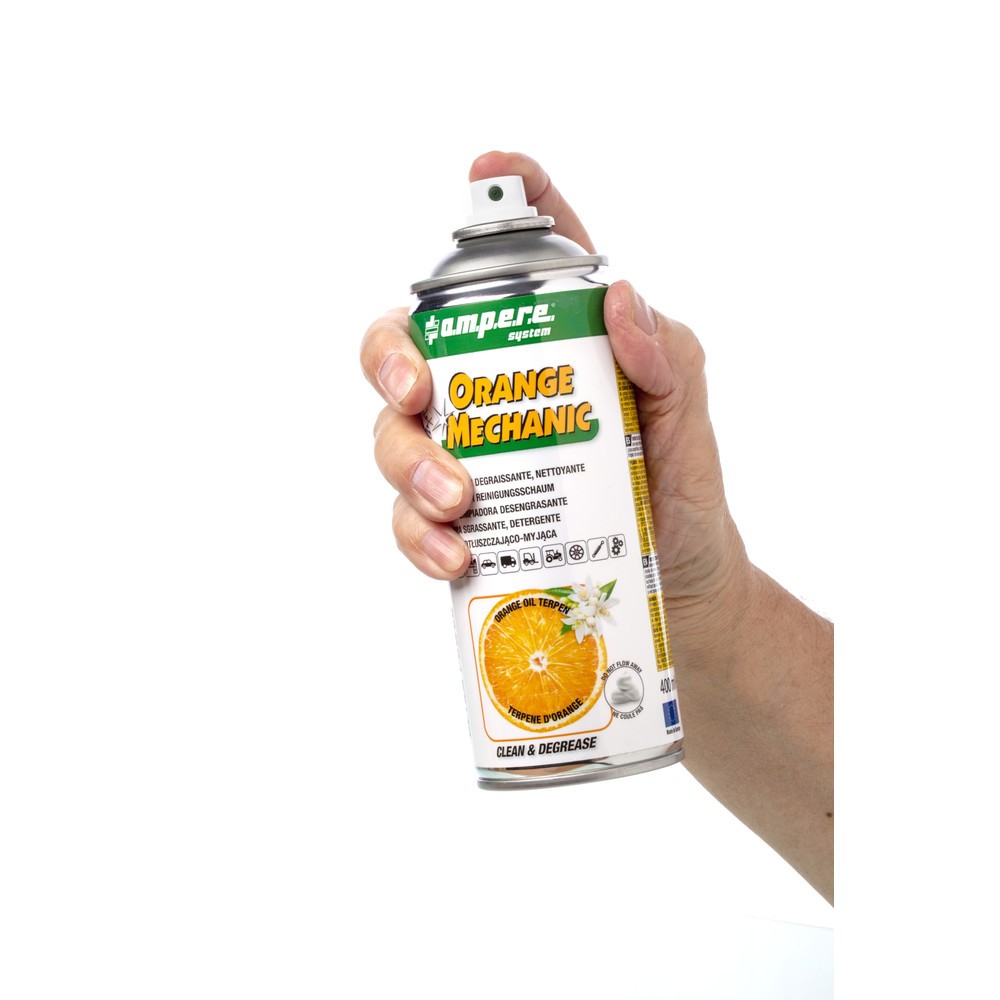 Número de imagen del producto 4: A.M.P.E.R.E. Espuma limpiadora mecánica naranja, desengrasante, 400 ml, 12 ud/caja