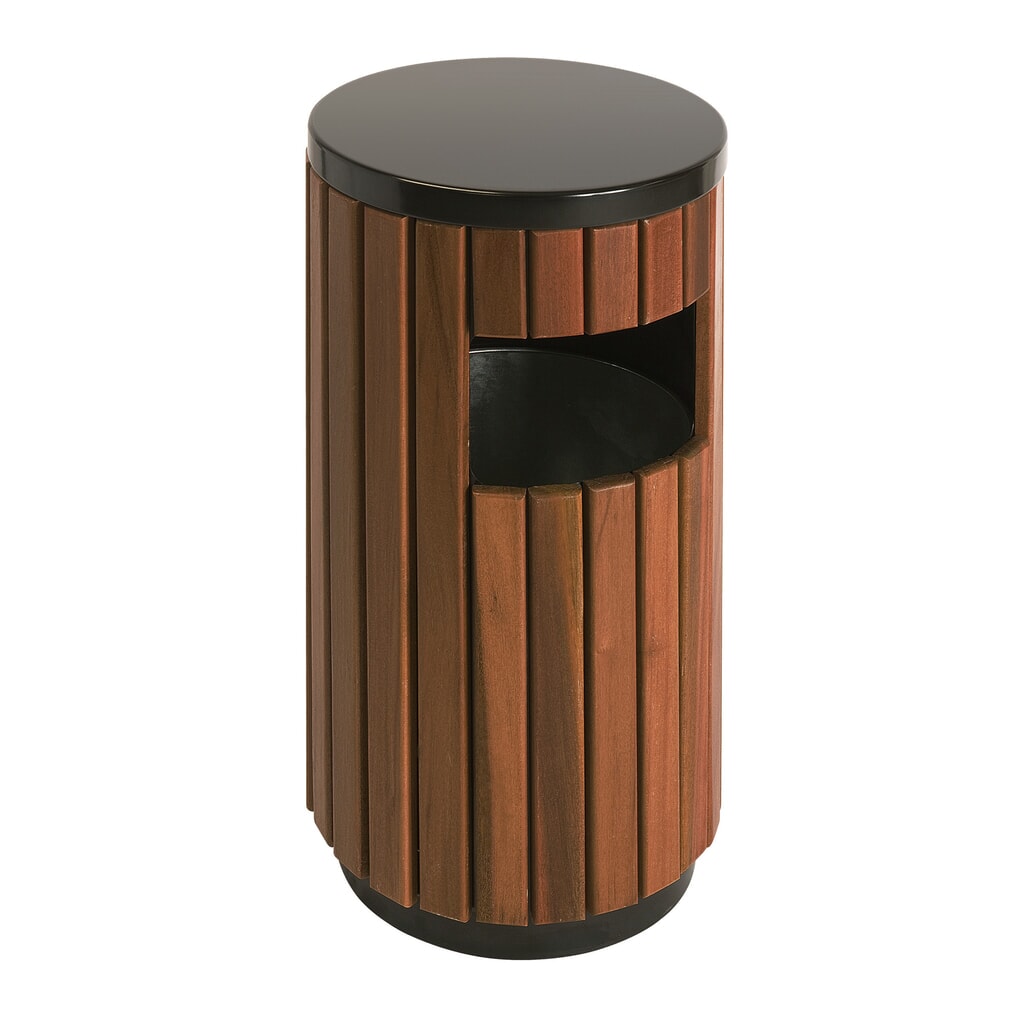 Cubo de residuos con aspecto de madera para uso exterior 33 litros Número de imagen del producto 1: Cubo de residuos con aspecto de madera para uso exterior 33 litros
