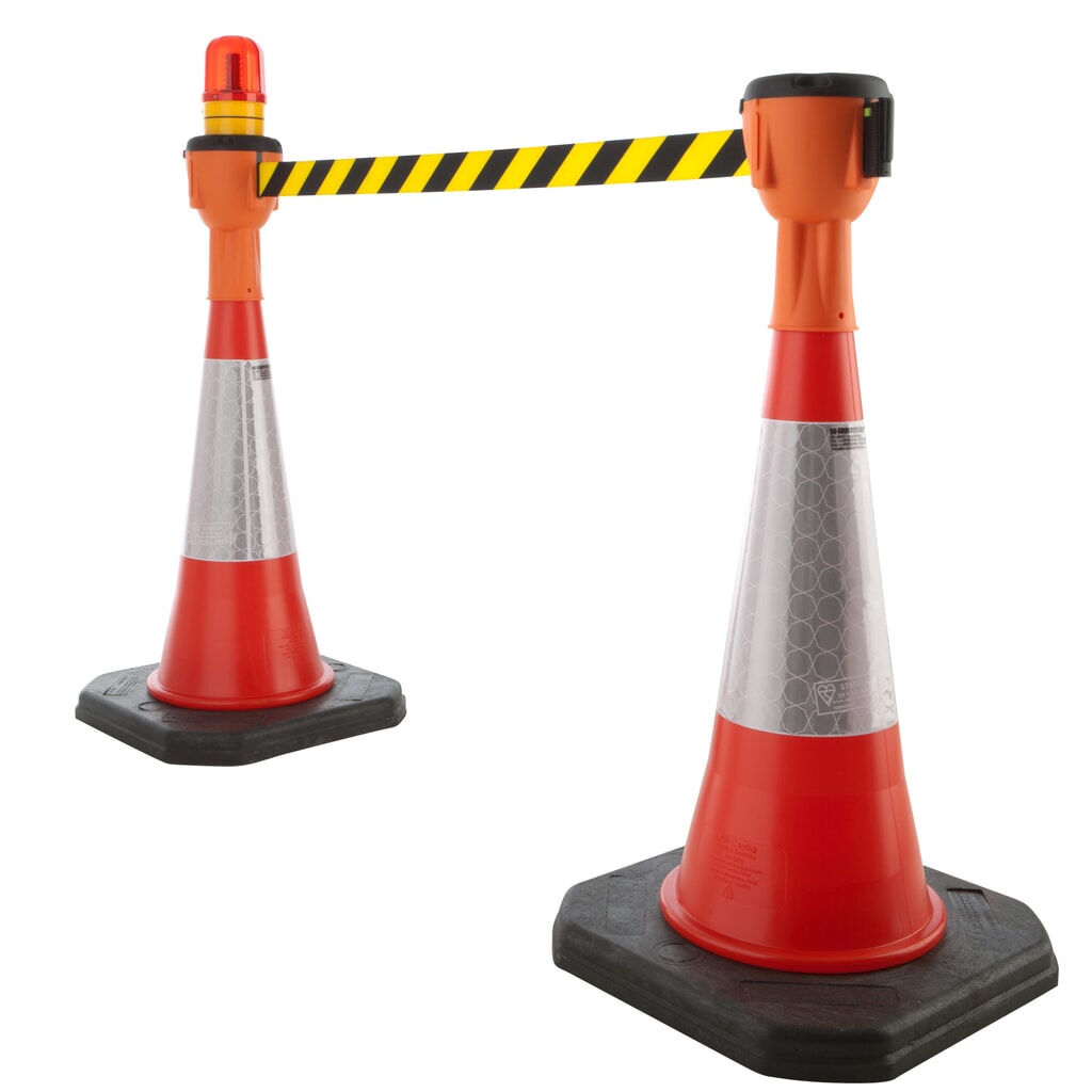 Accesorio de cono indicador SK 900 de RS-GUIDESYSTEMS®, longitud 9 m, carcasa naranja, cinta negra/amarilla Número de imagen del producto 2: Accesorio de cono indicador SK 900 de RS-GUIDESYSTEMS®, longitud 9 m, carcasa naranja, cinta negra/amarilla