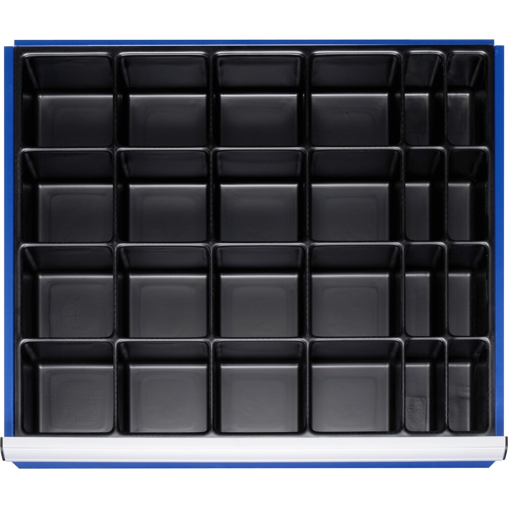 Juego de separadores para cajón RAU, H x A x F 90 x 680 x 560 mm, con juego de piezas pequeñas y 24 compartimentos, tamaño XL para altura frontal 120-360 mm Imagen del producto: Juego de separadores para cajón RAU, H x A x F 90 x 680 x 560 mm, con juego de piezas pequeñas y 24 compartimentos, tamaño XL para altura frontal 120-360 mm