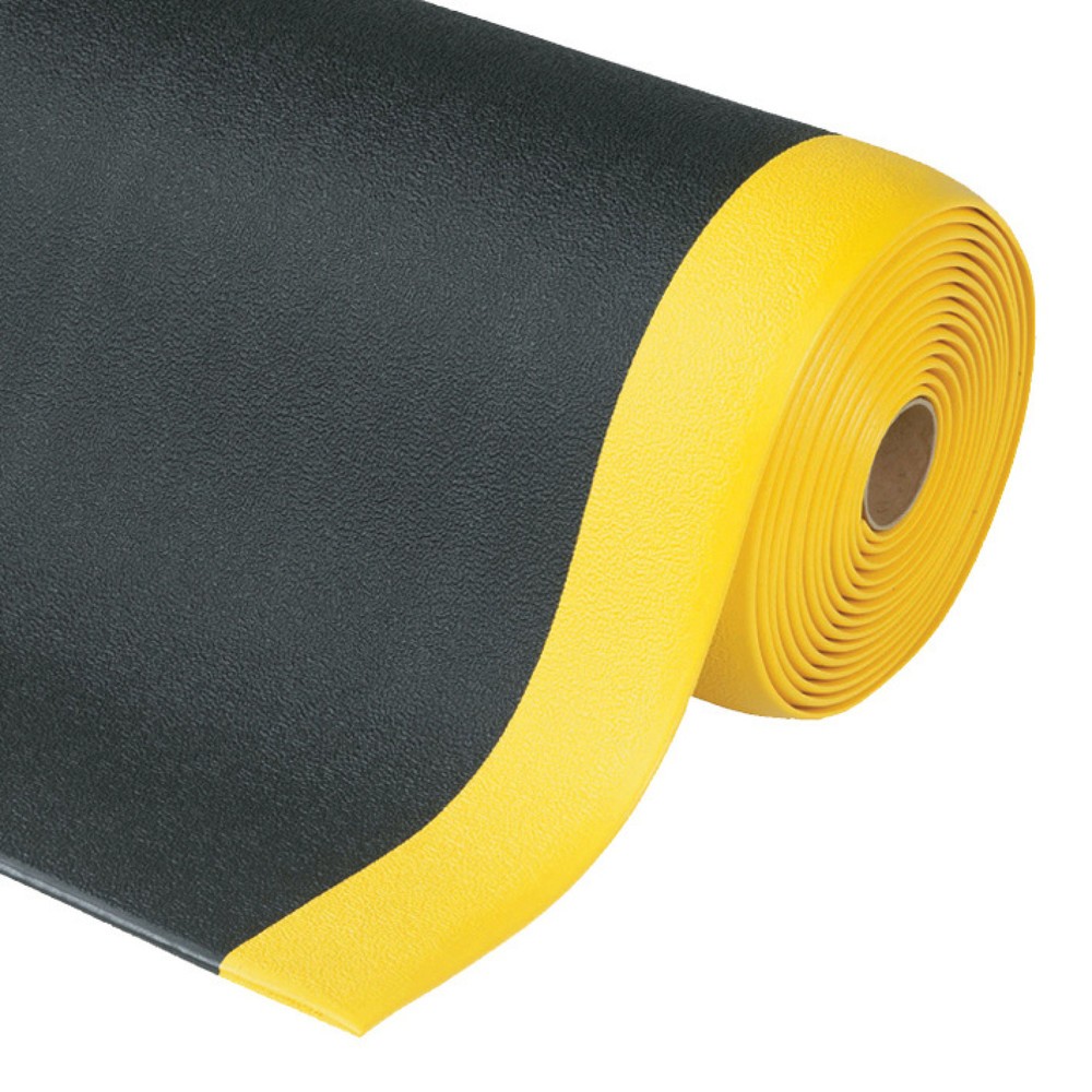 Número de imagen del producto 1: Alfombrilla antifatiga, superficie texturada, An x L 600 x 910 mm, negro/amarillo