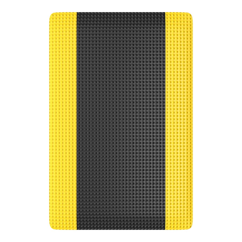 Número de imagen del producto 2: Esterilla antifatiga de PVC, reverso de microceldas de vinilo, An x F 600 x 910 mm, negra/amarilla