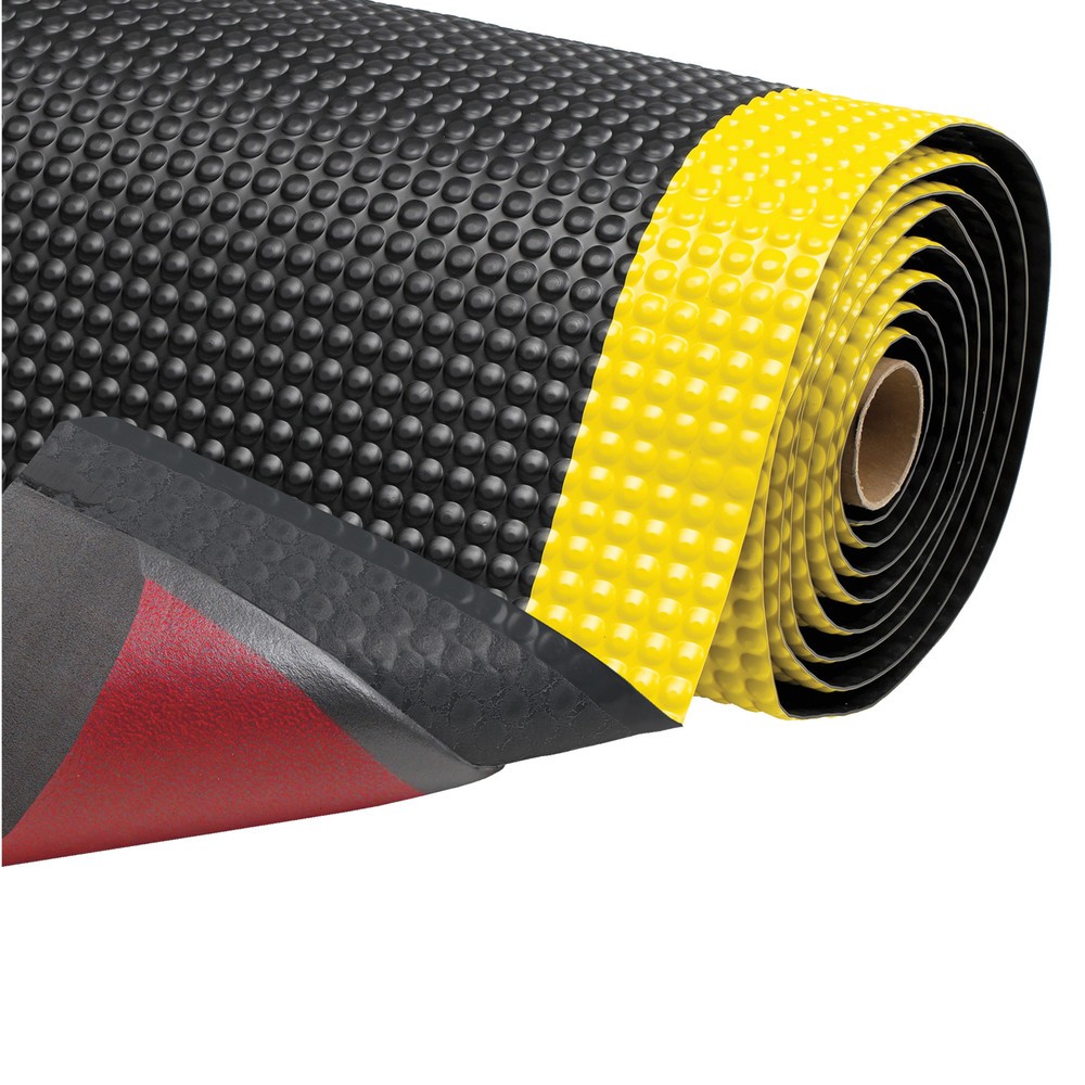 Imagen del producto: Esterilla antifatiga de PVC, reverso de microceldas de vinilo, metro lineal x 600 mm, negra/amarilla