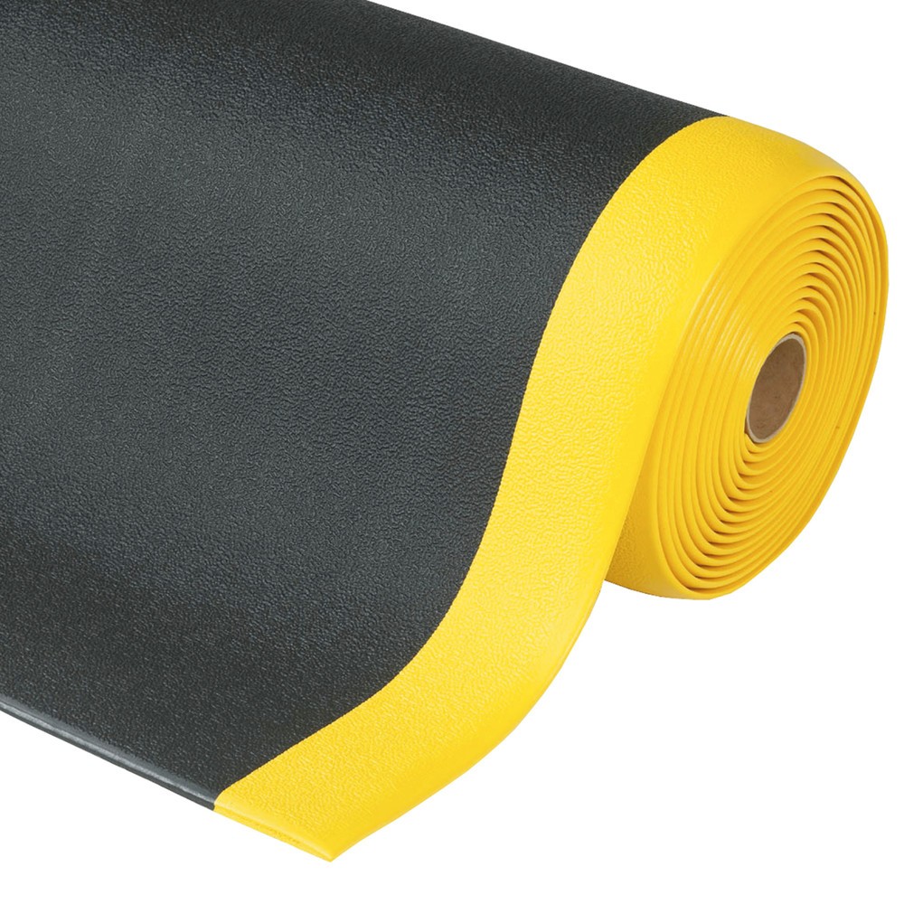 Número de imagen del producto 1: Alfombrilla antifatiga, PVC/espuma de vinilo, metro lineal x 600 mm, negro/amarillo