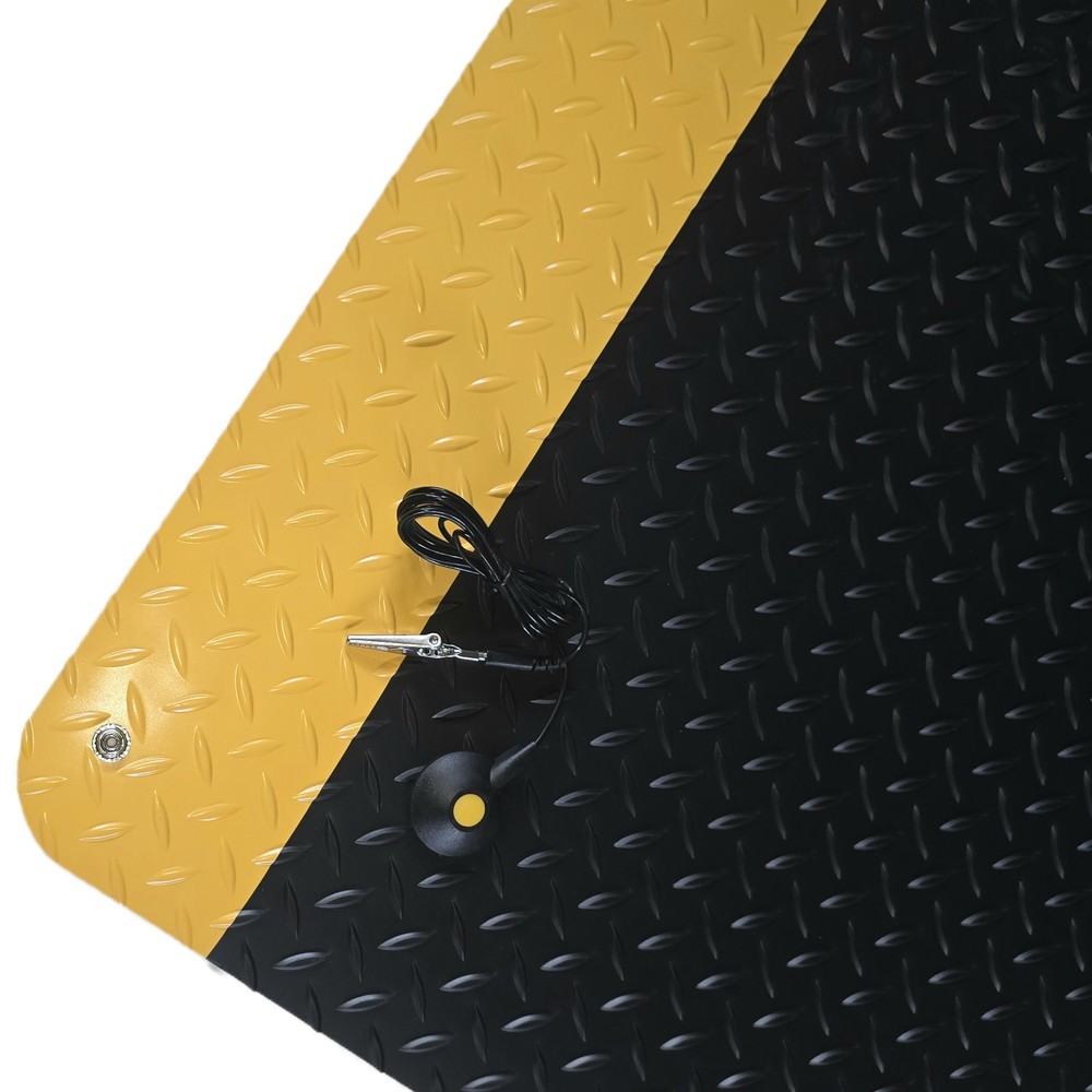 Imagen del producto: Alfombrilla antifatiga ErgoSoft Strong de Steinbock®, patrón de diamante, 2 capas, L x A 600 x 1000 mm, negro/amarillo