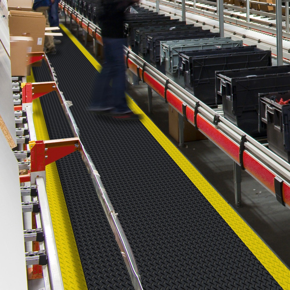 Número de imagen del producto 3: Alfombrilla antifatiga para cargas pesadas, antideslizante, metro lineal x 1.520 mm, negro/amarillo
