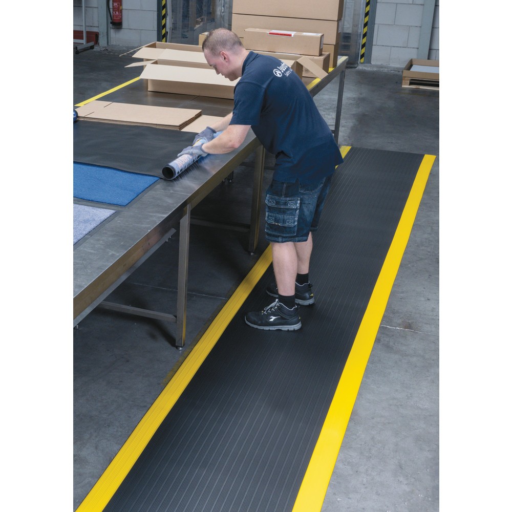 Número de imagen del producto 4: Alfombrilla antifatiga Premium de espuma de vinilo, An x L 600 x 910 mm, negro/amarillo