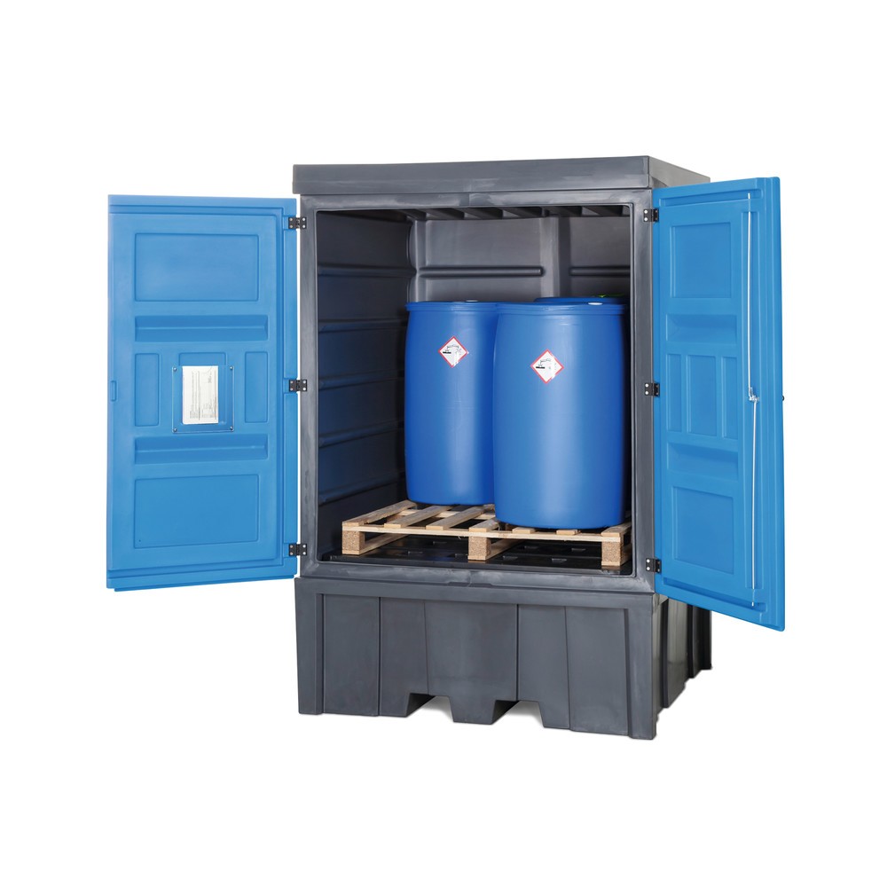 Número de imagen del producto 2: Almacén para sustancias peligrosas de PE, H x An x Fo 2.330 x 1.560 x 1.550 mm, 1x IBC o 4x 200 l
