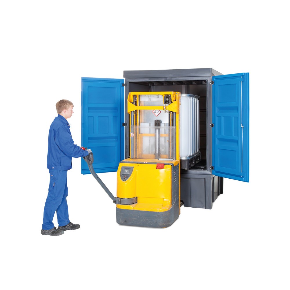 Número de imagen del producto 3: Almacén para sustancias peligrosas de PE, H x An x Fo 2.330 x 1.560 x 1.550 mm, 1x IBC o 4x 200 l