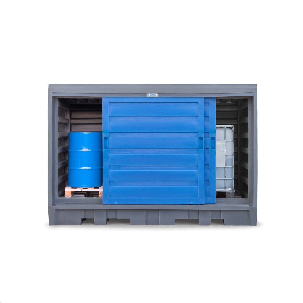 Almacén de PE para barriles, Al x An x F: 2.170 x 3.200 x 1.740 mm, 2x IBC o 8x 200 l Número de imagen del producto 9: Almacén de PE para barriles, Al x An x F: 2.170 x 3.200 x 1.740 mm, 2x IBC o 8x 200 l