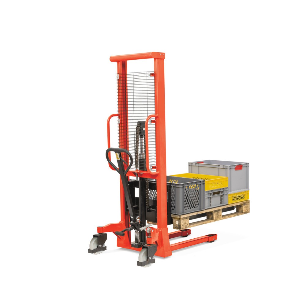 Número de imagen del producto 3: Apilador hidráulico BASIC PSM 1.0 mástil simple, altura de elevación 1.600 mm, capacidad de carga 1.000 kg