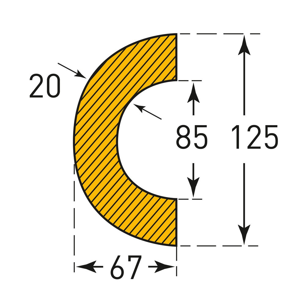 Número de imagen del producto 3: Parachoques MORAVIA para tuberías, semicircular, magnética, Ø interior 85 mm, longitud 1 m