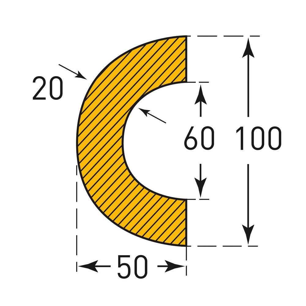 Número de imagen del producto 3: Parachoques MORAVIA para tuberías, semicircular, magnética, Ø interior 60 mm, longitud 1 m
