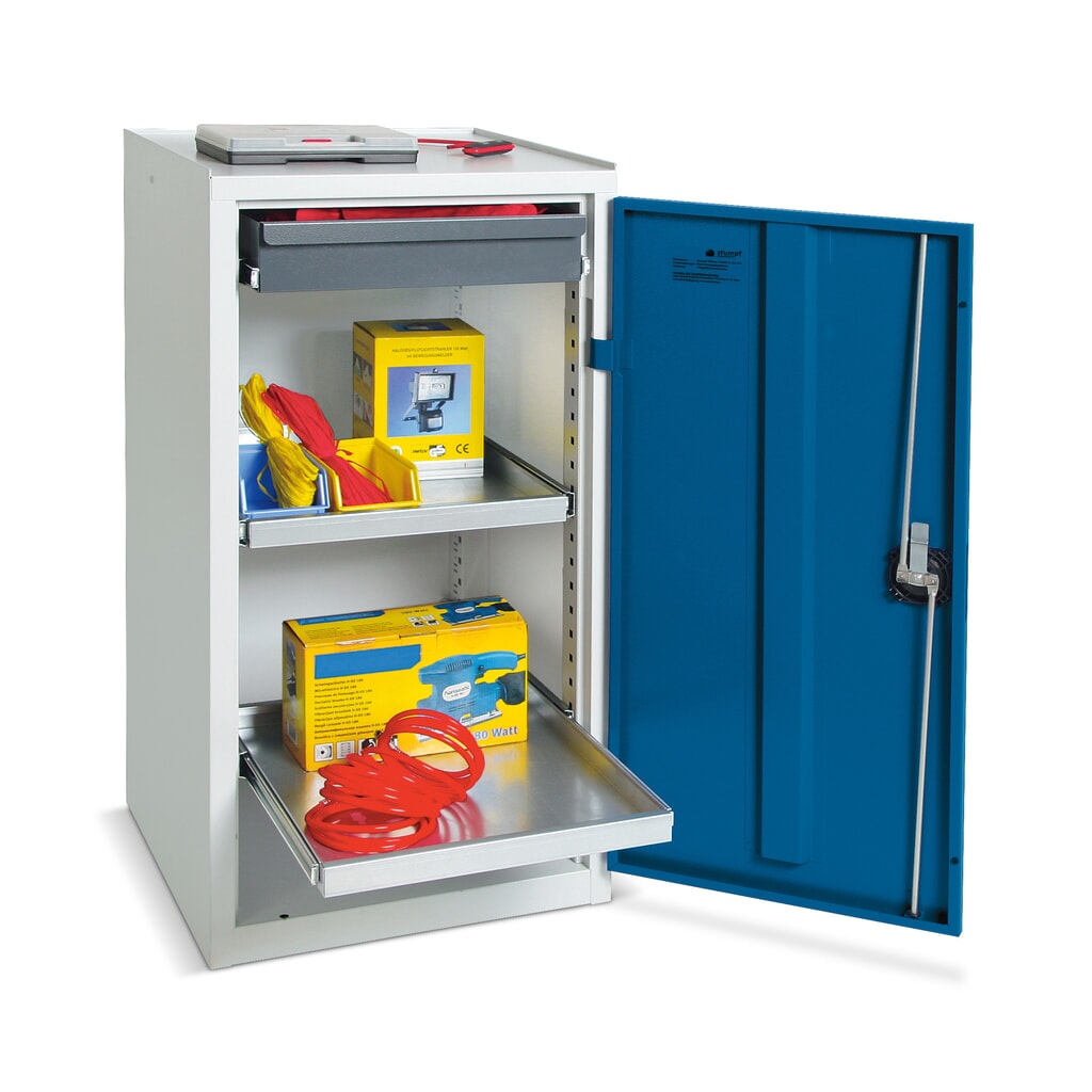Armario auxiliar para taller Stumpf® con 1 cajón + 2 cubetas H x A x F 1.000 x 500 x 500 mm, gris claro Imagen del producto: Armario auxiliar para taller Stumpf® con 1 cajón + 2 cubetas H x A x F 1.000 x 500 x 500 mm, gris claro