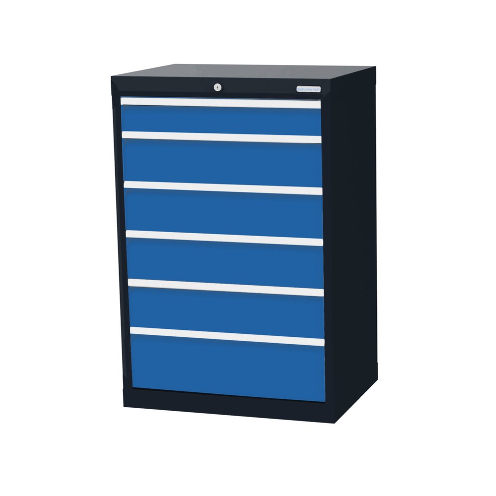Imagen del producto: Armario con cajones Bedrunka+Hirth Profi, cajones 1x100 + 4x150 + 1x200 mm, H x A x F 1.019 x 680 x 500 mm, gris antracita, azul luminoso