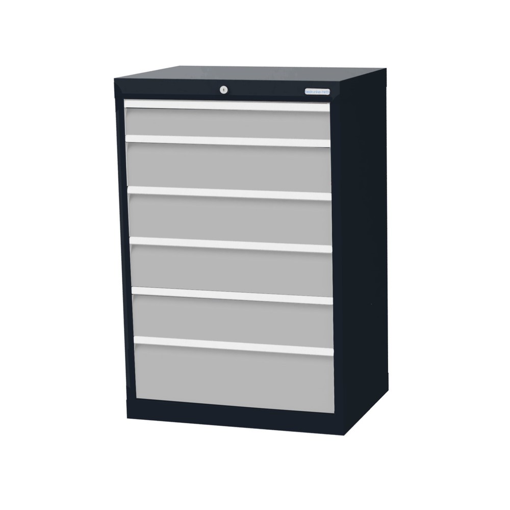 Imagen del producto: Armario con cajones Bedrunka+Hirth Profi, cajones 1x100 + 4x150 + 1x200 mm, H x A x F 1.019 x 680 x 500 mm, gris antracita, gris luminoso