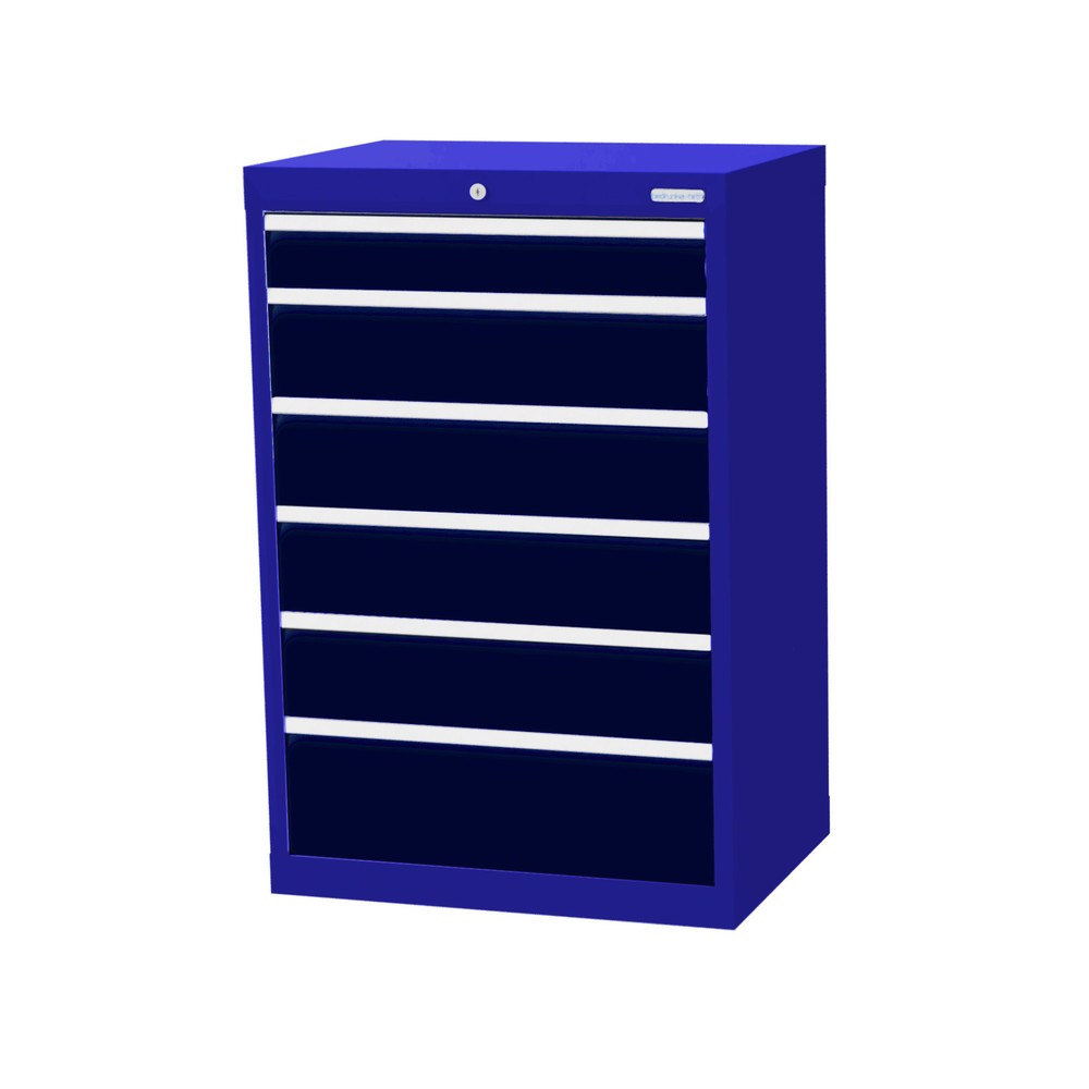 Imagen del producto: Armario con cajones Bedrunka+Hirth Profi, cajones 1x100 + 4x150 + 1x200 mm, H x A x F 1.019 x 680 x 500 mm, azul genciana, gris antracita