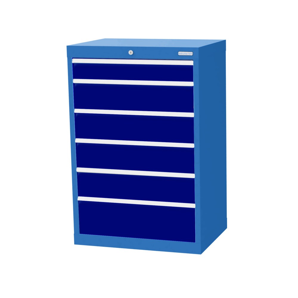 Imagen del producto: Armario con cajones Bedrunka+Hirth Profi, cajones 1x100 + 4x150 + 1x200 mm, H x A x F 1.019 x 680 x 500 mm, azul luminoso, azul genciana