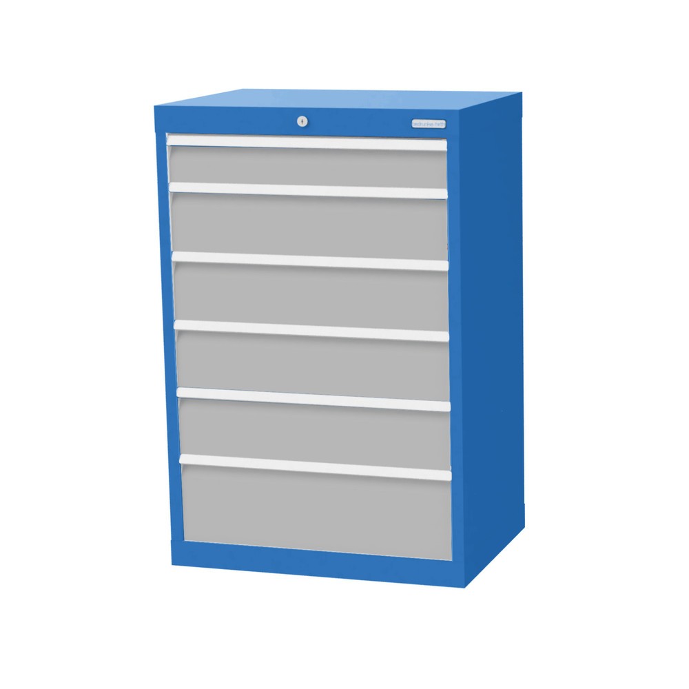 Imagen del producto: Armario con cajones Bedrunka+Hirth Profi, cajones 1x100 + 4x150 + 1x200 mm, H x A x F 1.019 x 680 x 500 mm, azul luminoso, gris luminoso
