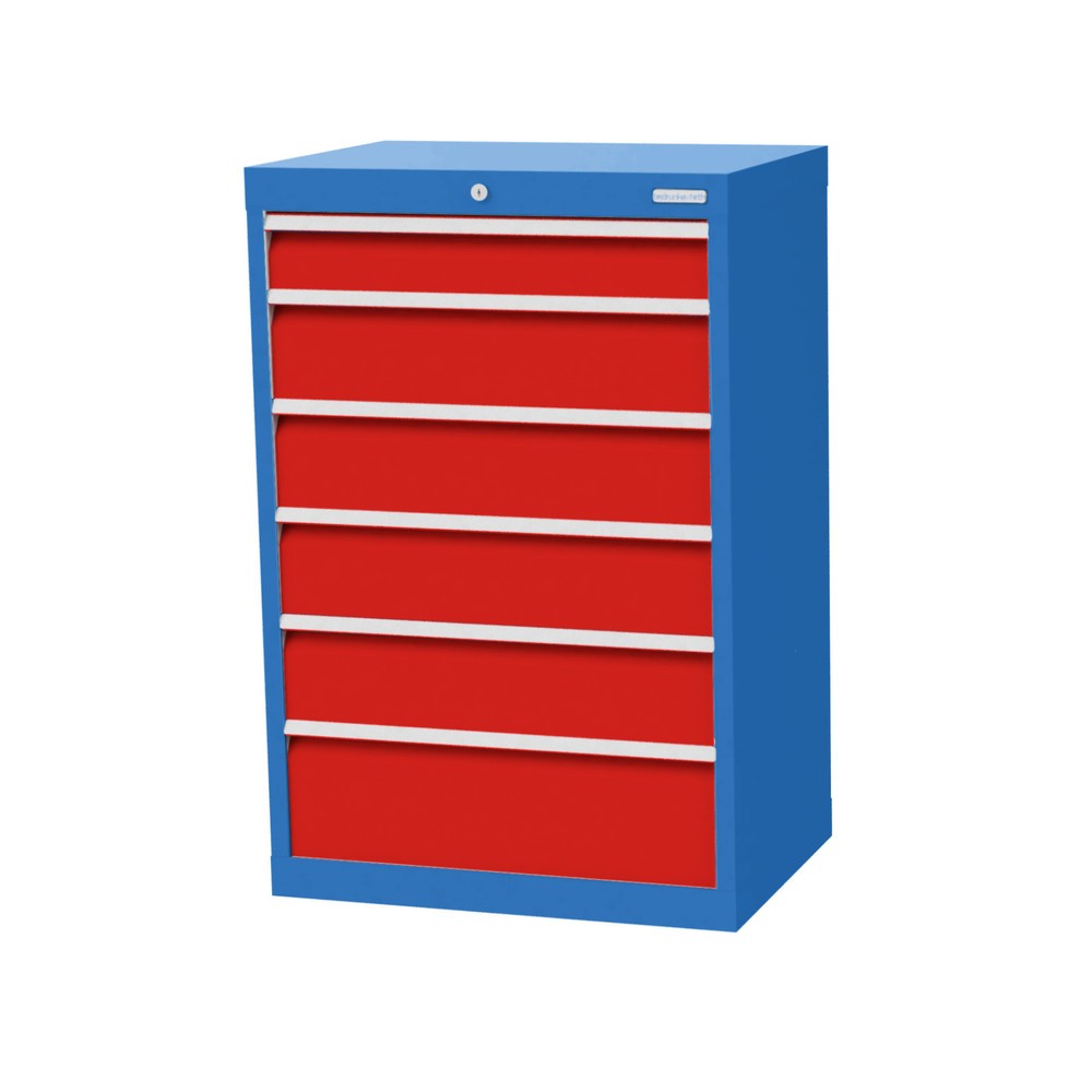 Imagen del producto: Armario con cajones Bedrunka+Hirth Profi, cajones 1x100 + 4x150 + 1x200 mm, H x A x F 1.019 x 680 x 500 mm, azul luminoso, rojo tráfico