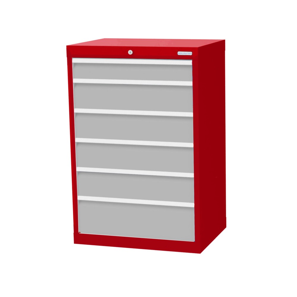 Imagen del producto: Armario con cajones Bedrunka+Hirth Profi, cajones 1x100 + 4x150 + 1x200 mm, H x A x F 1.019 x 680 x 500 mm, rojo rubí, gris luminoso