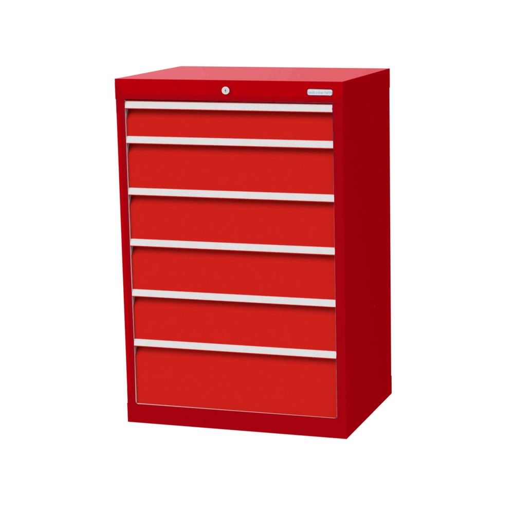 Imagen del producto: Armario con cajones Bedrunka+Hirth Profi, cajones 1x100 + 4x150 + 1x200 mm, H x A x F 1.019 x 680 x 500 mm, rojo rubí, rojo tráfico