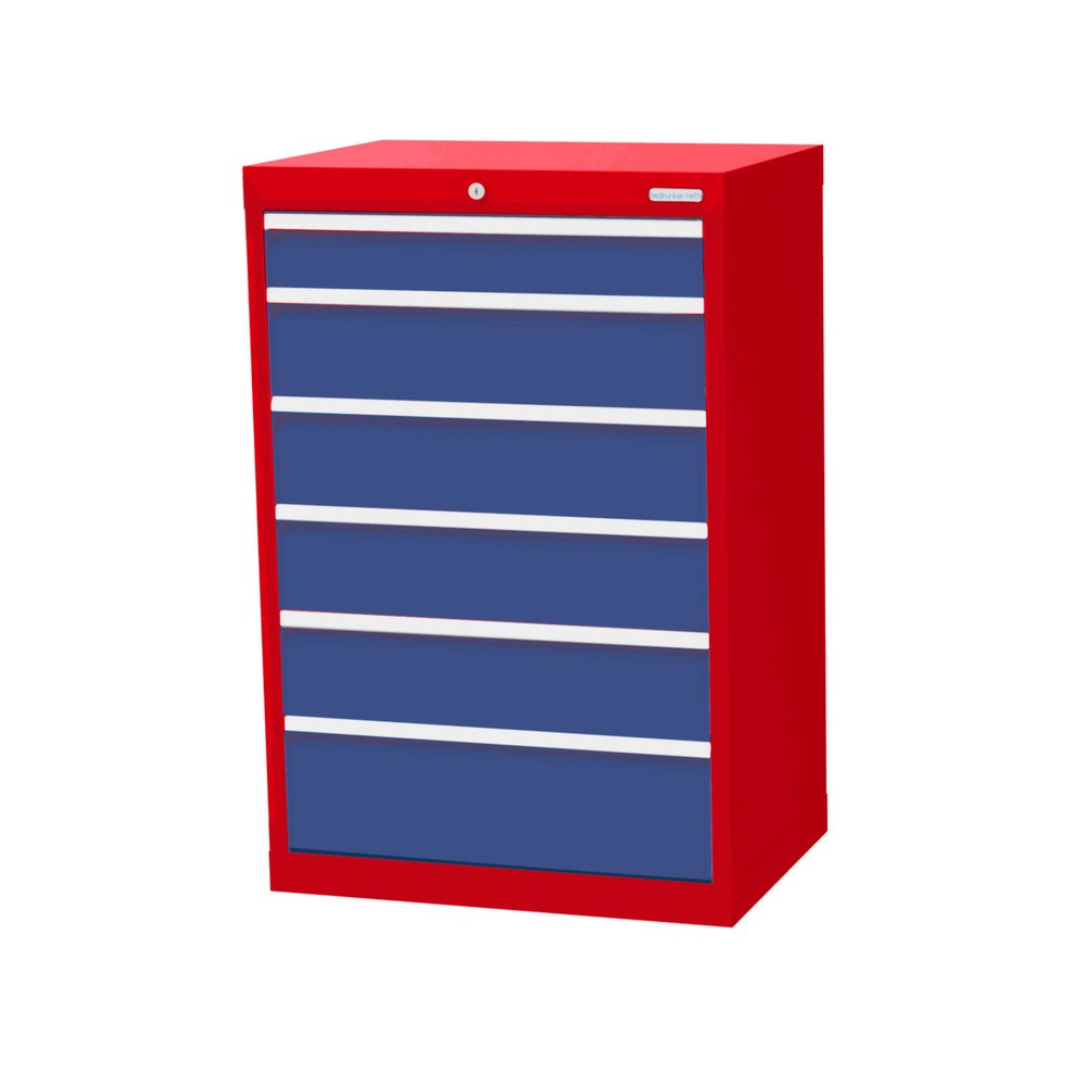 Imagen del producto: Armario con cajones Bedrunka+Hirth Profi, cajones 1x100 + 4x150 + 1x200 mm, H x A x F 1.019 x 680 x 500 mm, rojo tráfico, azul luminoso