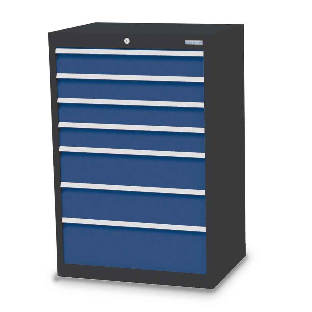 Imagen del producto: Armario con cajones Bedrunka+Hirth Profi, cajones 4x100 + 2x150 + 1x200 mm, H x A x F 1.019 x 680 x 500 mm, gris antracita, azul genciana