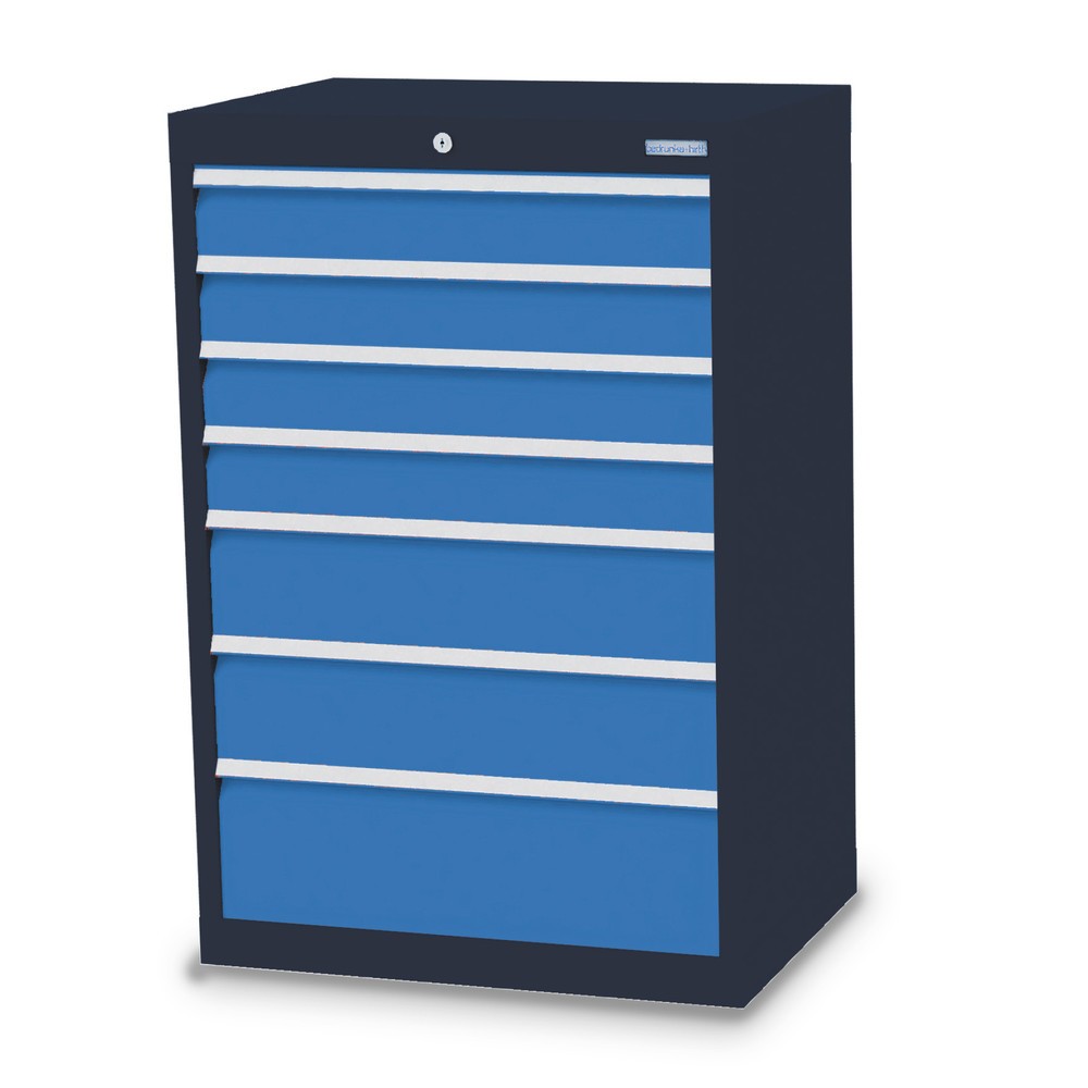 Imagen del producto: Armario con cajones Bedrunka+Hirth Profi, cajones 4x100 + 2x150 + 1x200 mm, H x A x F 1.019 x 680 x 500 mm, gris antracita, azul luminoso