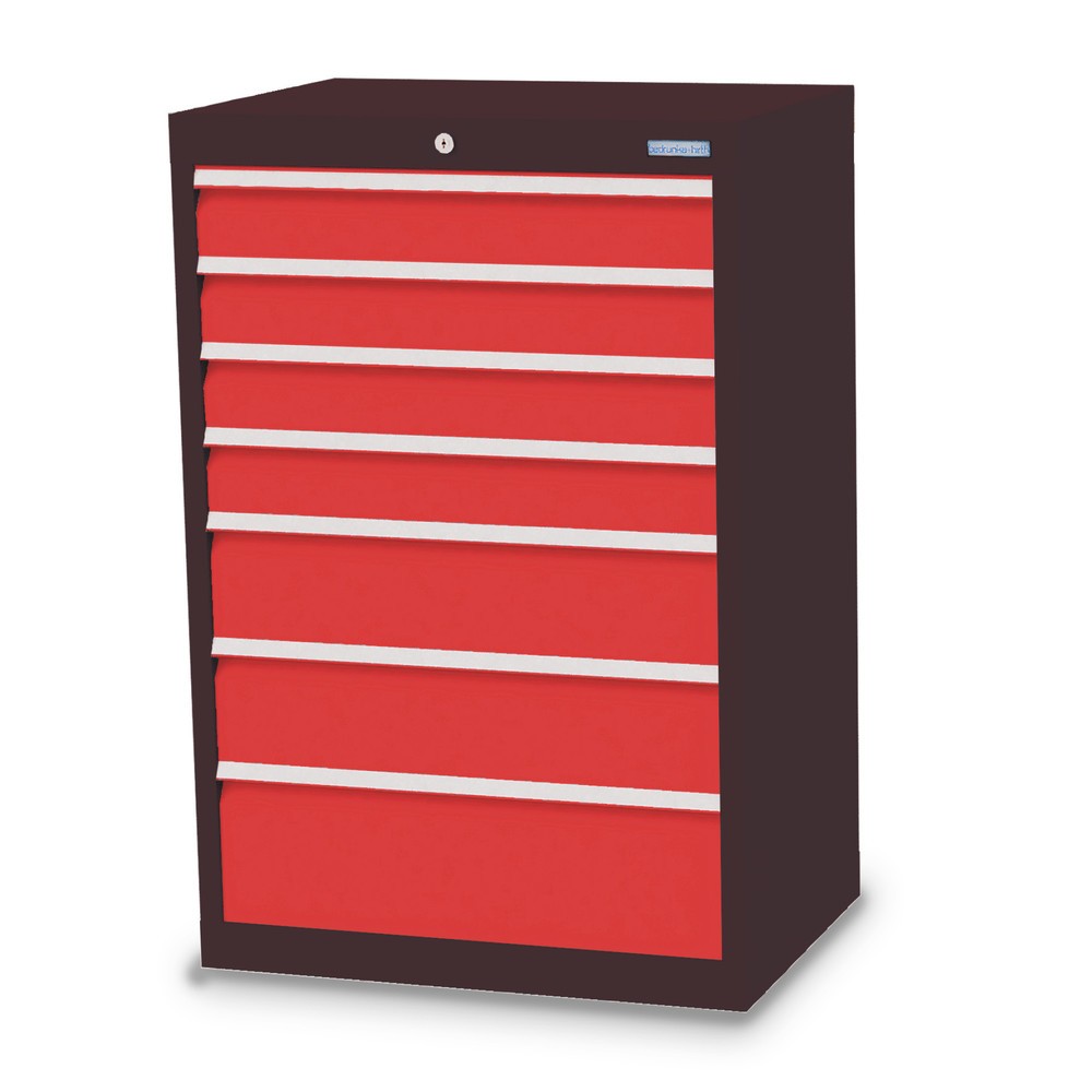 Imagen del producto: Armario con cajones Bedrunka+Hirth Profi, cajones 4x100 + 2x150 + 1x200 mm, H x A x F 1.019 x 680 x 500 mm, gris antracita, rojo tráfico
