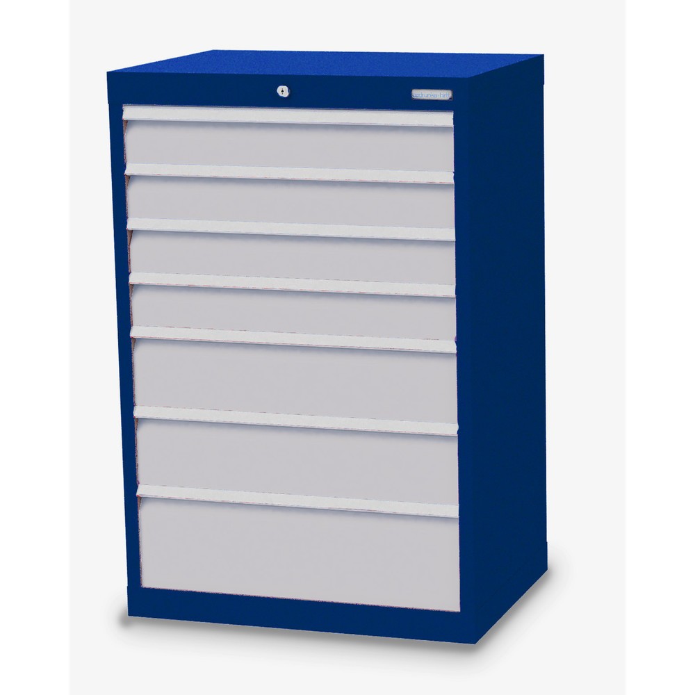 Imagen del producto: Armario con cajones Bedrunka+Hirth Profi, cajones 4x100 + 2x150 + 1x200 mm, H x A x F 1.019 x 680 x 500 mm, azul genciana, gris luminoso