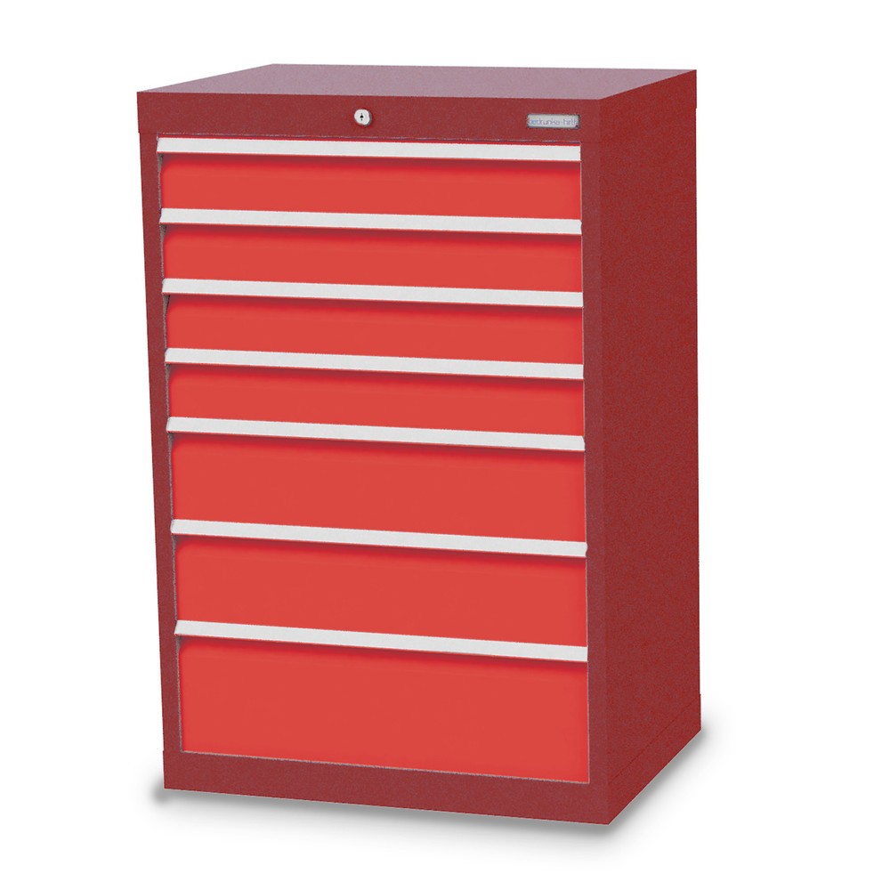 Imagen del producto: Armario con cajones Bedrunka+Hirth Profi, cajones 4x100 + 2x150 + 1x200 mm, H x A x F 1.019 x 680 x 500 mm, rojo rubí, rojo tráfico