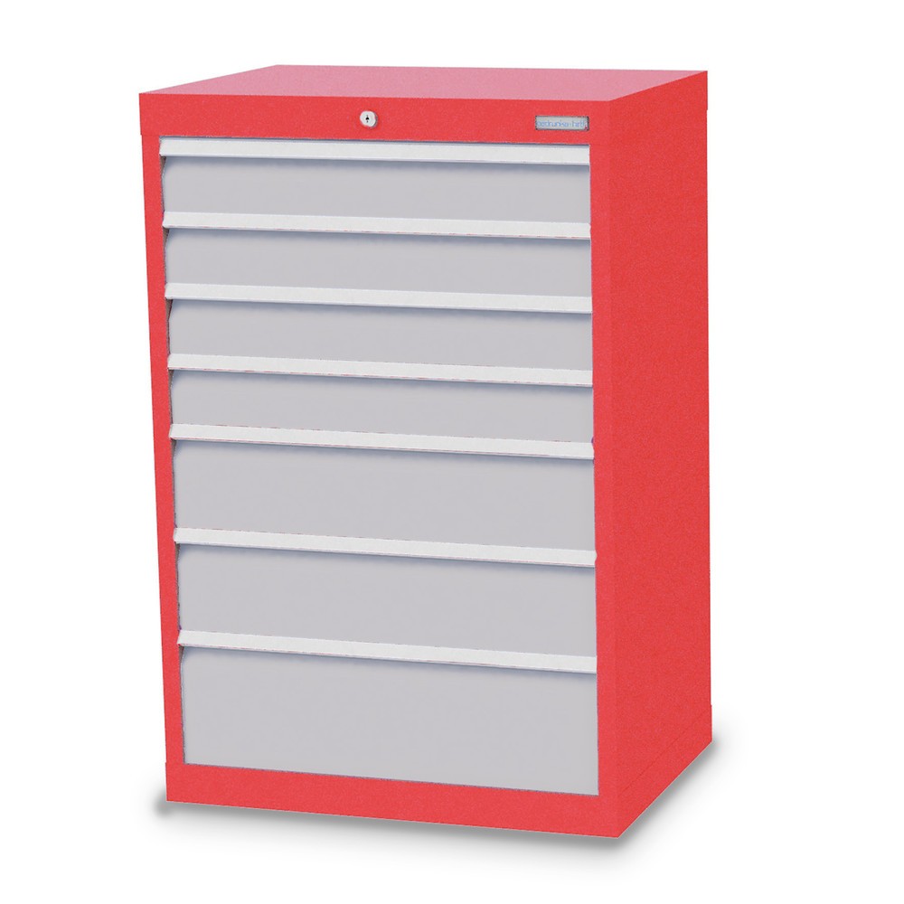 Imagen del producto: Armario con cajones Bedrunka+Hirth Profi, cajones 4x100 + 2x150 + 1x200 mm, H x A x F 1.019 x 680 x 500 mm, rojo tráfico, gris luminoso