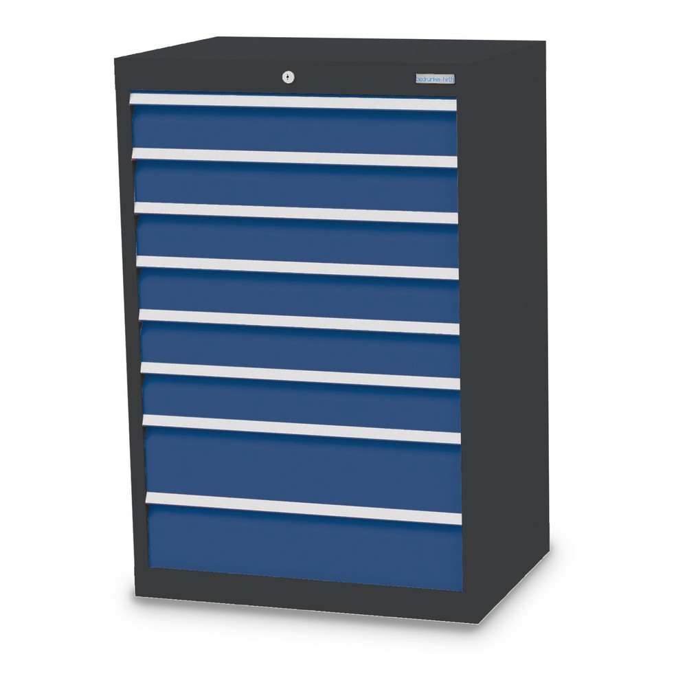 Imagen del producto: Armario con cajones Bedrunka+Hirth Profi, cajones 6x100+ 2x150 mm, H x A x F 1.019 x 680 x 500 mm, gris antracita, azul genciana