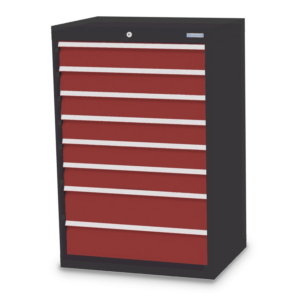 Imagen del producto: Armario con cajones Bedrunka+Hirth Profi, cajones 6x100+ 2x150 mm, H x A x F 1.019 x 680 x 500 mm, gris antracita, rojo rubí