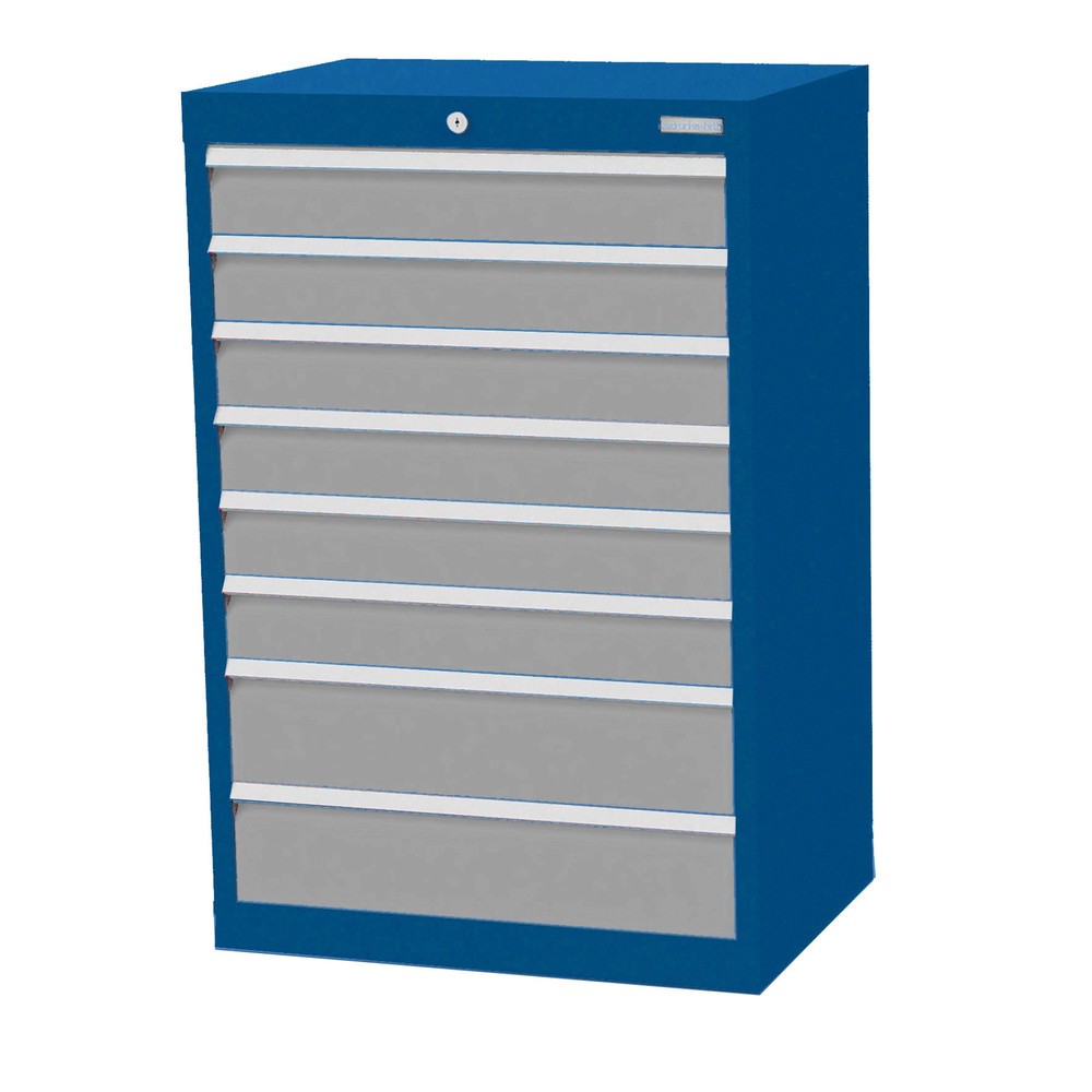 Imagen del producto: Armario con cajones Bedrunka+Hirth Profi, cajones 6x100+ 2x150 mm, H x A x F 1.019 x 680 x 500 mm, azul genciana, gris luminoso