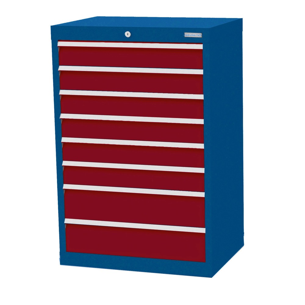 Imagen del producto: Armario con cajones Bedrunka+Hirth Profi, cajones 6x100+ 2x150 mm, H x A x F 1.019 x 680 x 500 mm, azul genciana, rojo rubí