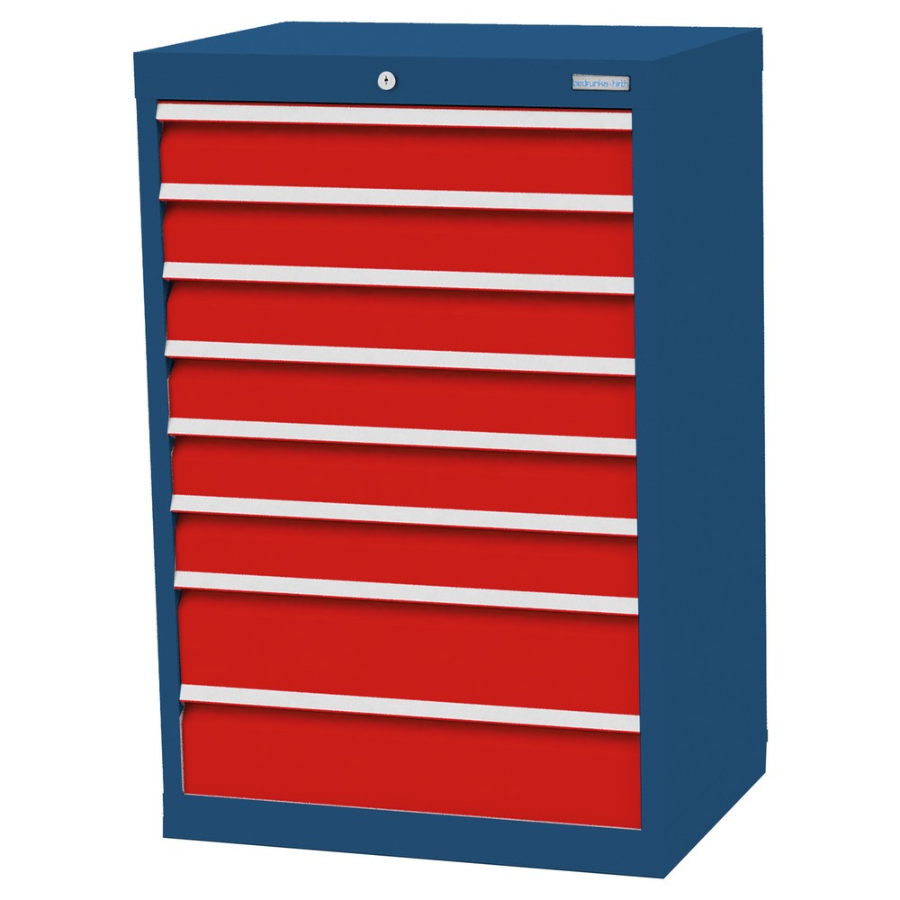 Imagen del producto: Armario con cajones Bedrunka+Hirth Profi, cajones 6x100+ 2x150 mm, H x A x F 1.019 x 680 x 500 mm, azul genciana, rojo tráfico