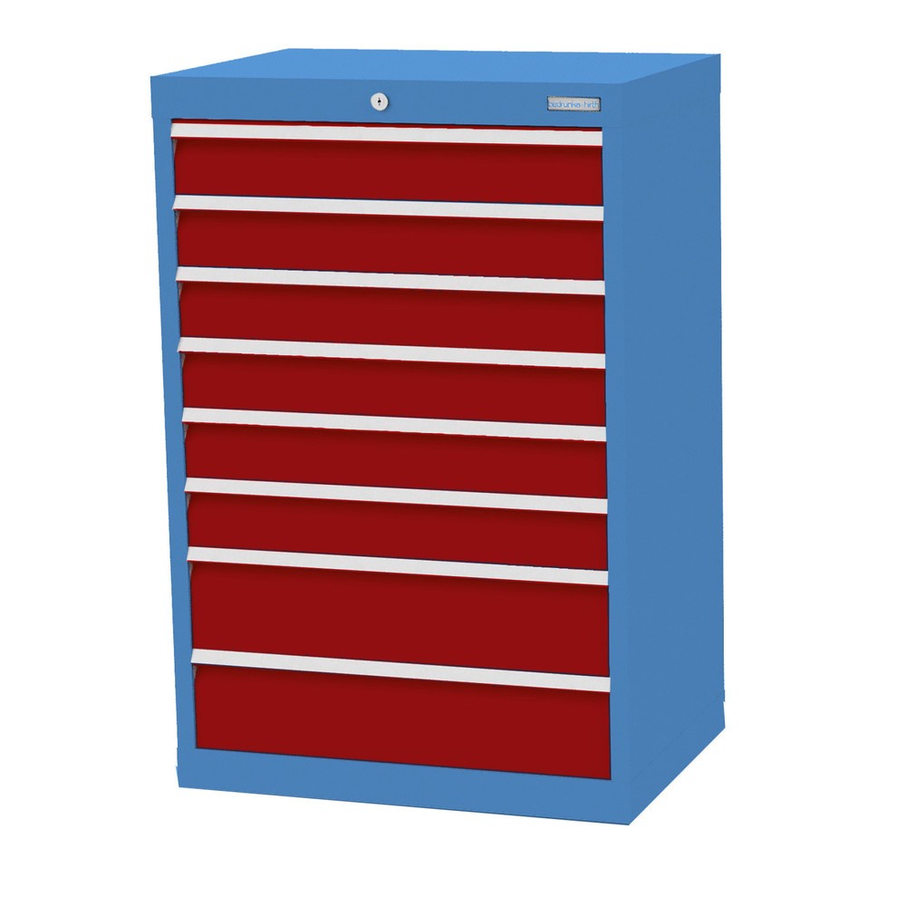 Imagen del producto: Armario con cajones Bedrunka+Hirth Profi, cajones 6x100+ 2x150 mm, H x A x F 1.019 x 680 x 500 mm, azul luminoso, rojo rubí