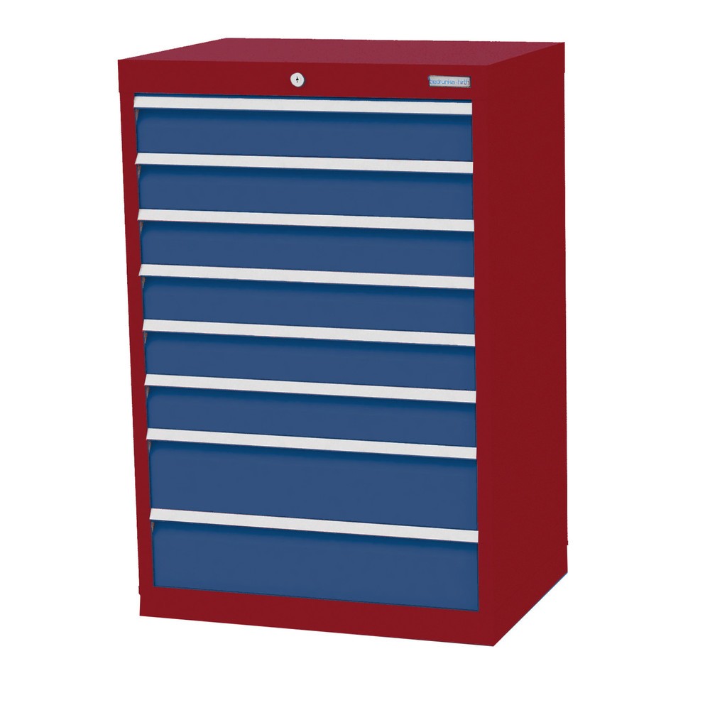 Imagen del producto: Armario con cajones Bedrunka+Hirth Profi, cajones 6x100+ 2x150 mm, H x A x F 1.019 x 680 x 500 mm, rojo rubí, azul genciana