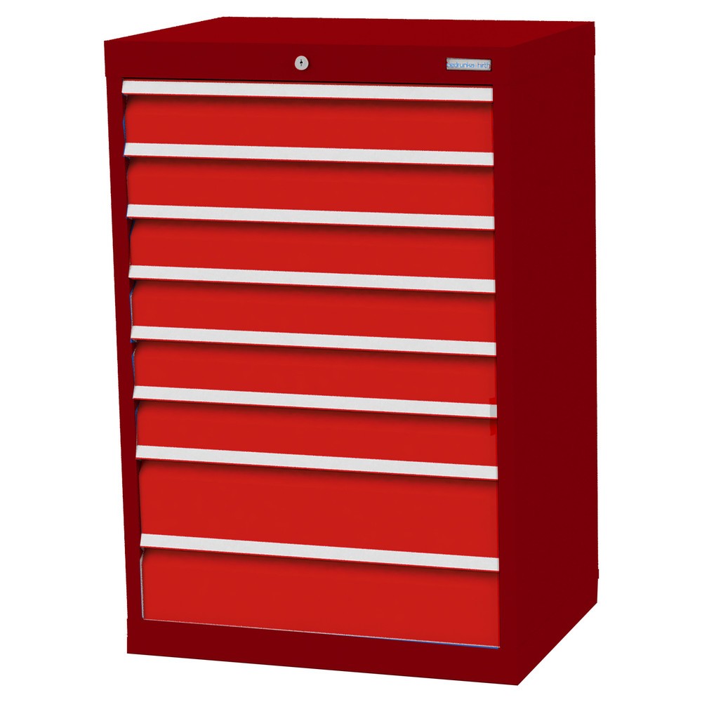 Imagen del producto: Armario con cajones Bedrunka+Hirth Profi, cajones 6x100+ 2x150 mm, H x A x F 1.019 x 680 x 500 mm, rojo rubí, rojo tráfico