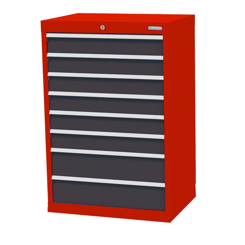 Imagen del producto: Armario con cajones Bedrunka+Hirth Profi, cajones 6x100+ 2x150 mm, H x A x F 1.019 x 680 x 500 mm, rojo tráfico, gris antracita
