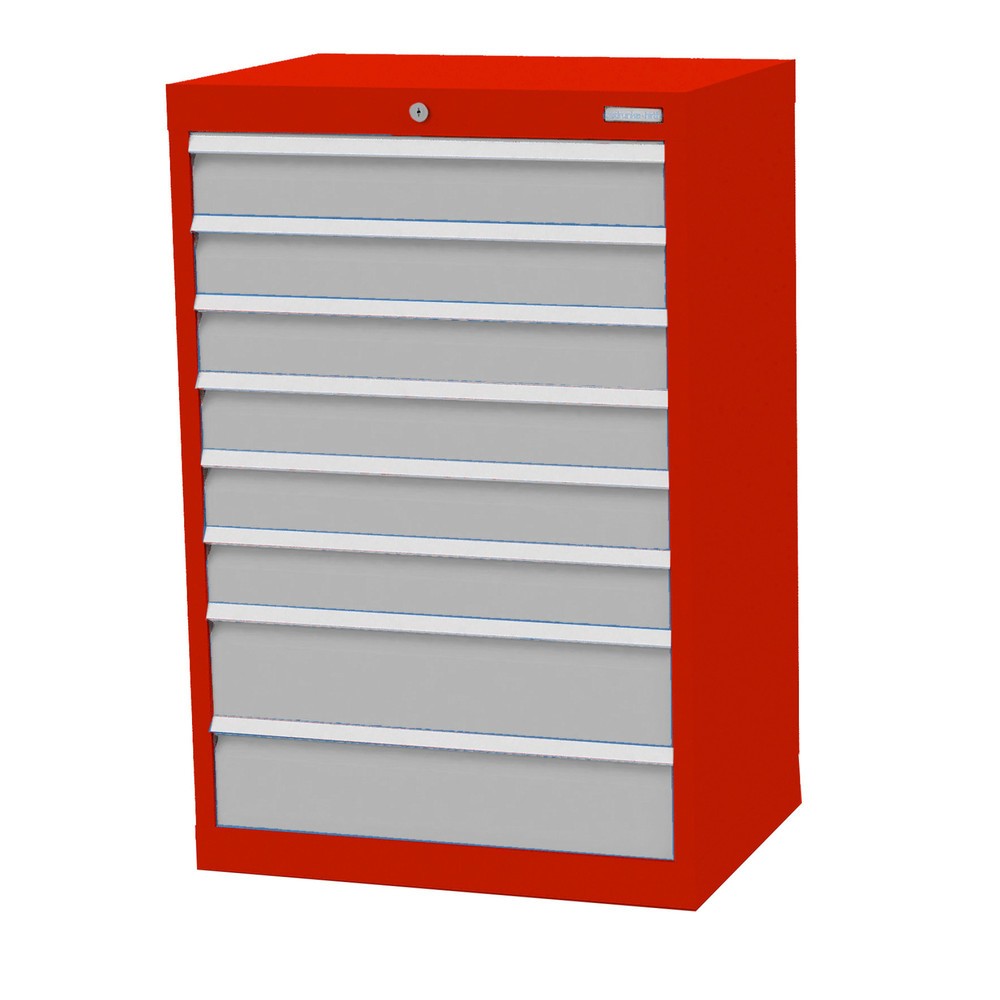 Imagen del producto: Armario con cajones Bedrunka+Hirth Profi, cajones 6x100+ 2x150 mm, H x A x F 1.019 x 680 x 500 mm, rojo tráfico, gris luminoso