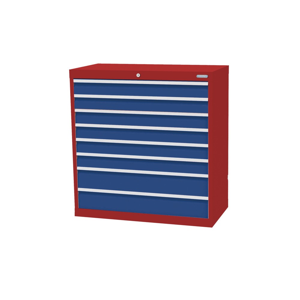 Imagen del producto: Armario con cajones Bedrunka+Hirth Profi, cajones 6x100+ 2x150 mm, H x A x F 1.019 x 980 x 500 mm, rojo rubí, azul genciana