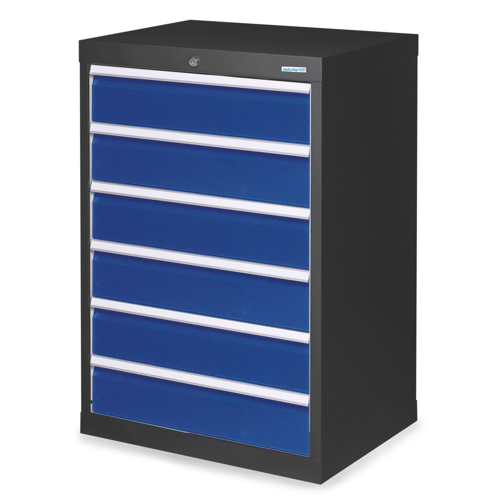 Imagen del producto: Armario con cajones Bedrunka+Hirth Profi, cajones 6x150 mm, H x A x F 1.019 x 680 x 500 mm, gris antracita, azul genciana