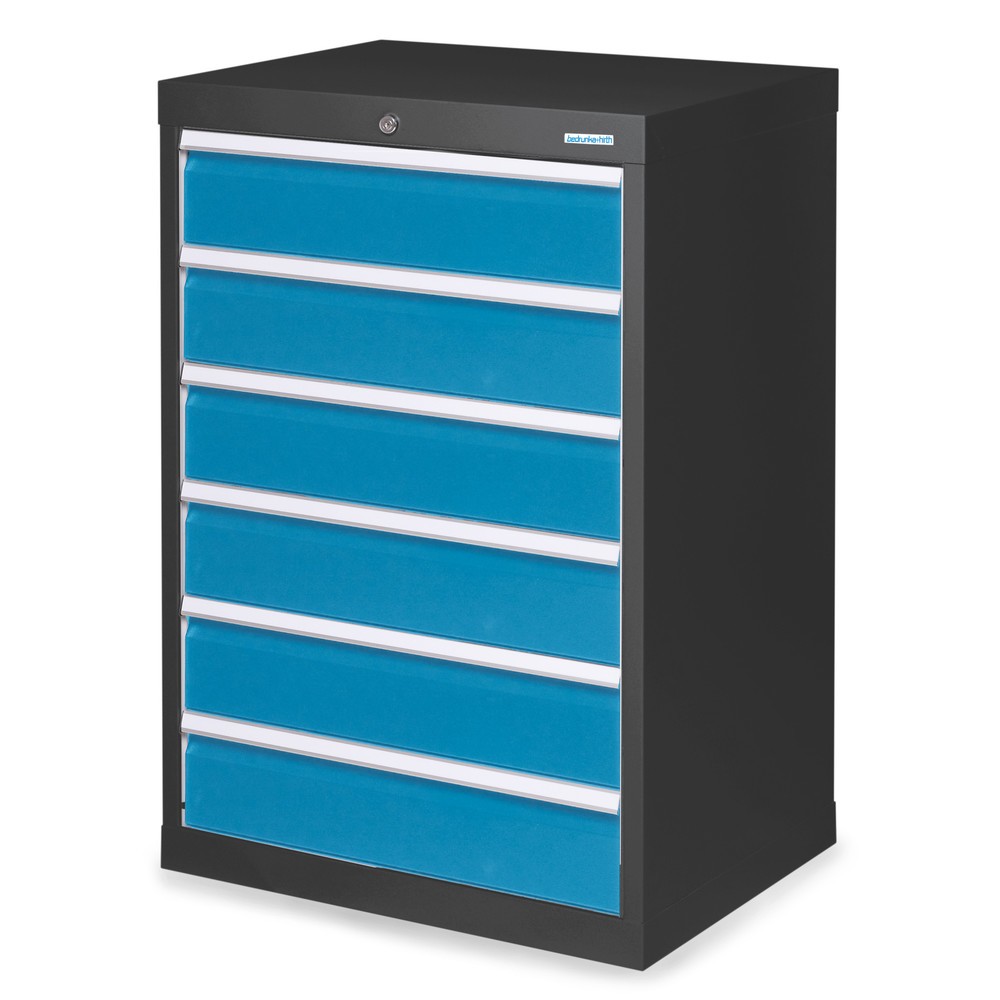 Imagen del producto: Armario con cajones Bedrunka+Hirth Profi, cajones 6x150 mm, H x A x F 1.019 x 680 x 500 mm, gris antracita, azul luminoso