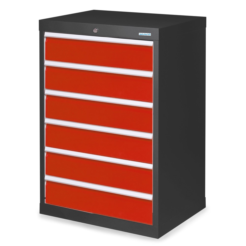 Imagen del producto: Armario con cajones Bedrunka+Hirth Profi, cajones 6x150 mm, H x A x F 1.019 x 680 x 500 mm, gris antracita, rojo tráfico
