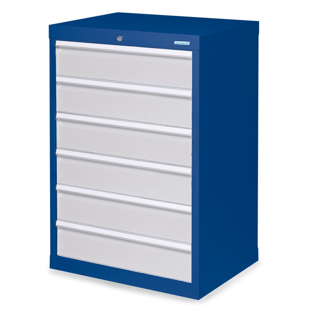 Imagen del producto: Armario con cajones Bedrunka+Hirth Profi, cajones 6x150 mm, H x A x F 1.019 x 680 x 500 mm, azul genciana, gris luminoso