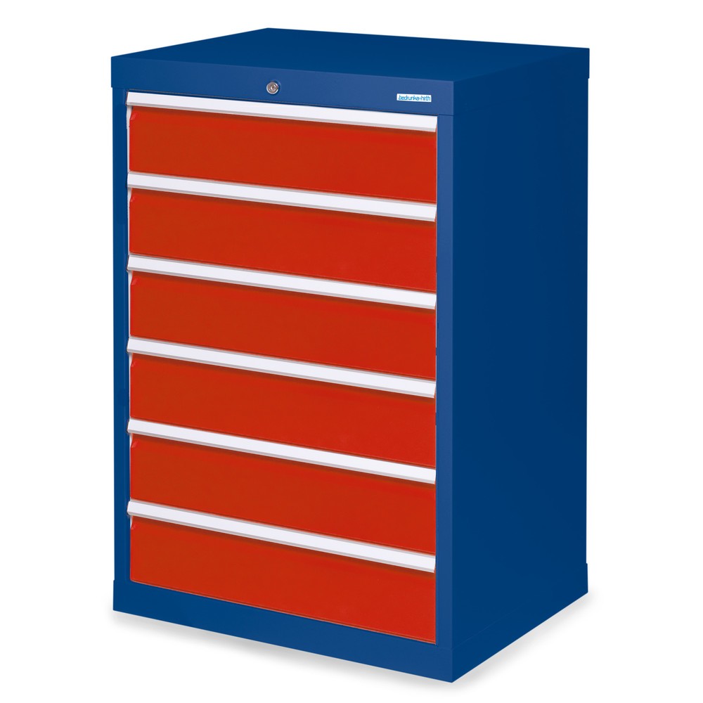 Imagen del producto: Armario con cajones Bedrunka+Hirth Profi, cajones 6x150 mm, H x A x F 1.019 x 680 x 500 mm, azul genciana, rojo tráfico